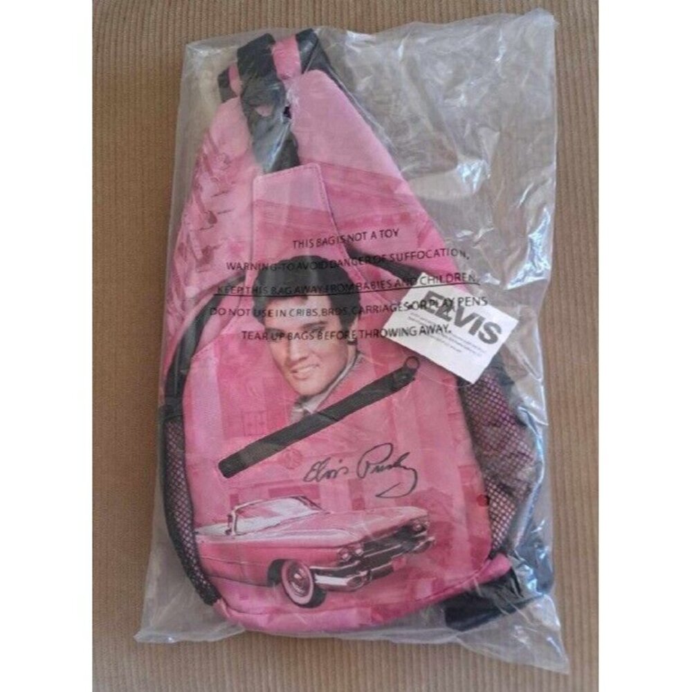 New Pink Cadillac Elvis Presley Sling Bag Shoulder Messenger Guitars Graceland - Picture 2 of 4